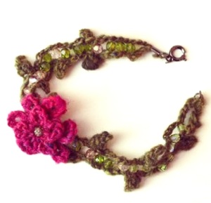 Beads and crochet bracelet.