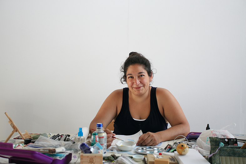 Daniela Arias at work in her studio in Kotoriya
