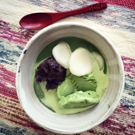 Green tea ice cream, shiratama, green tea, anko