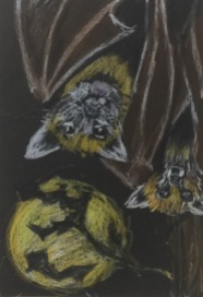 Day 11: Bat (wax crayon)