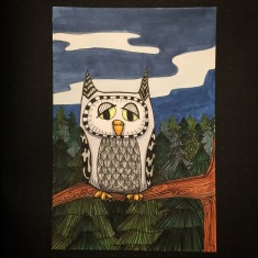 Day 15: Owl (copic marker)