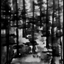 Day 25: Dark Forest (watercolour pen)
